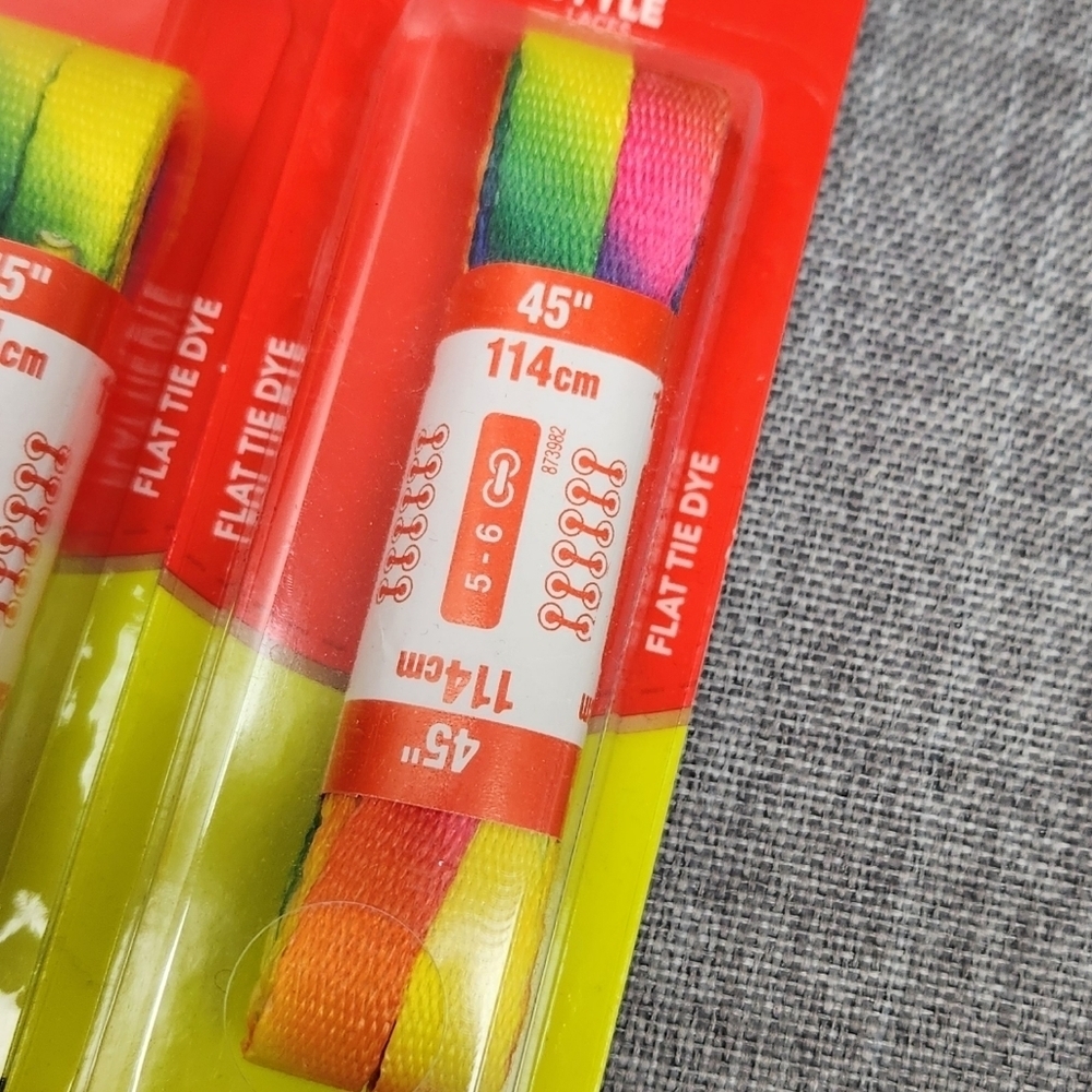 Kiwi Style Tye Dye Shoe Laces 45" 114 cm 5-6 Lot of 4. - Picture 2 of 3